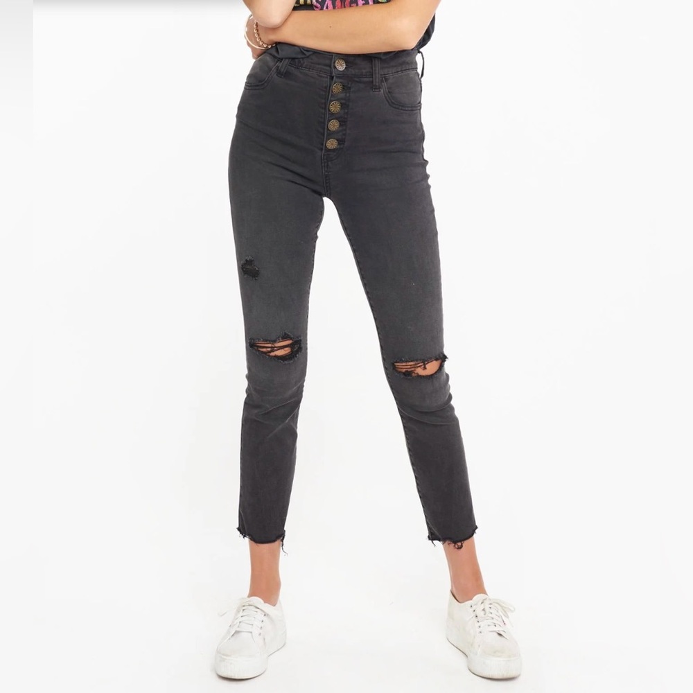 Mumu’s Soho Button Up Jean, Washed Black, Size 27